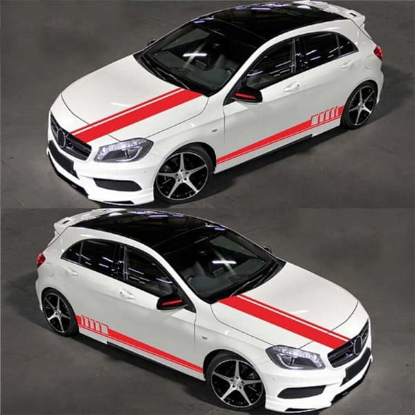 5 stk Bilsticker, Vinyl Karosseri Hætte Sticker Bil Racing Stripe Stic