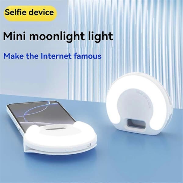 Ringlight Selfie Lampe Clip-on Lampe til Mobiltelefon Lys A