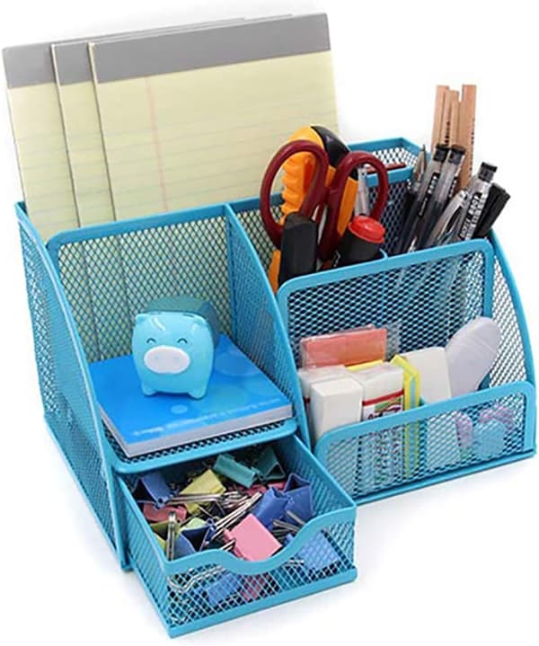 Kontorsmaterial Caddy Mesh Skrivbordsorganisatör Skolmaterialhållare 6