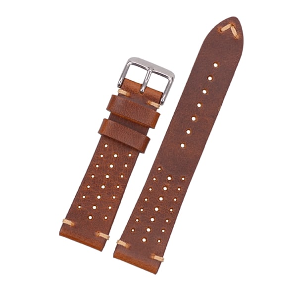 Racing klockarmband av brunt läder Brown 18mm