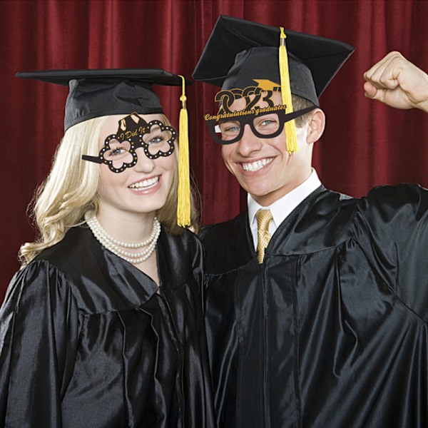 12 stycken examensplastglas, klass av examensplastglas, pappersfestglas, roliga glasögon, glasögon för examen, examenspartsfotorekvisita