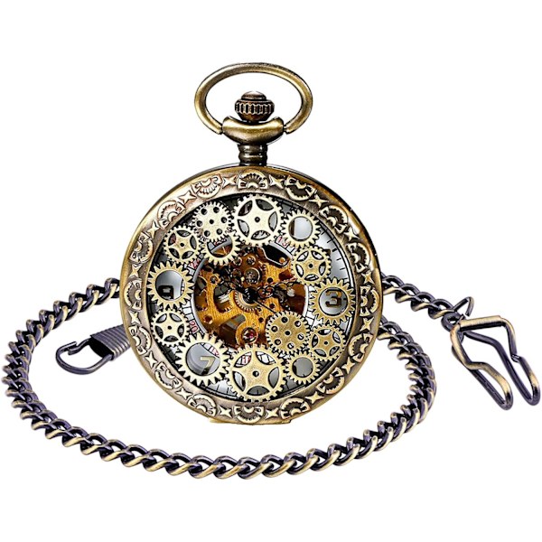 Mekaninen taskukello miehille, Vintage-taskukello, Steampunk-vaihteet