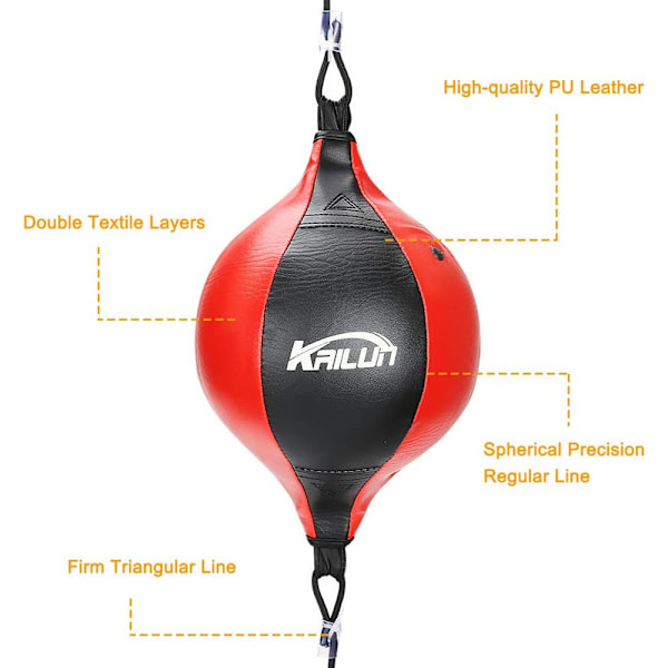 Snabb Slagen Boll Läder Speed Ball Hängande Boxningsboll, Dubbeländad Boll med Boxning