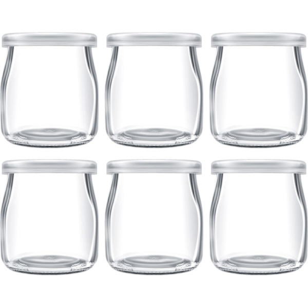 200 ml Yoghurtpudding Glasburkar med Plastlock Mini Kopp Små Glasflaskor (6)