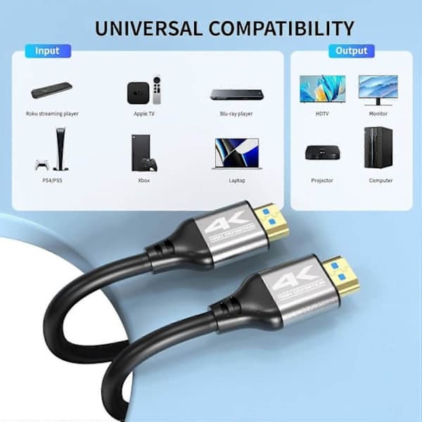4k HDMI-kaapeli 15M, nopea HDMI 2.0 -kaapeli, tuki