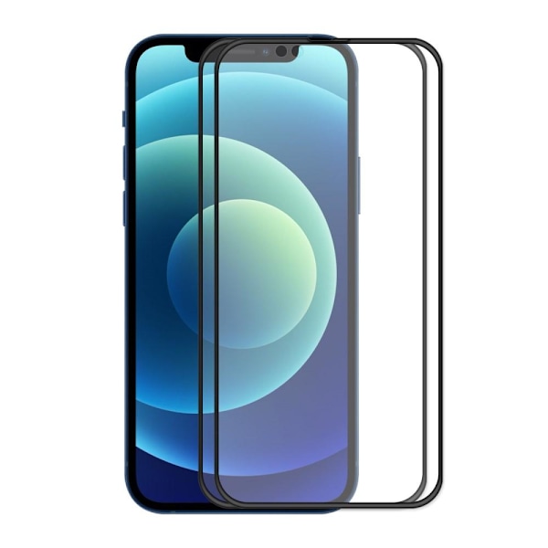[2-PACK] Härdat Glas Skärmskydd iPhone 14/13 /13 Pro - Svart Svart