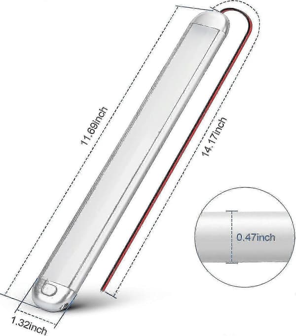 12v LED Lys Campingvogn 12v LED Strip Lys Autocamper Van Lys Indvendig LED 12v Med Tænd/Sluk Knap 2 stk