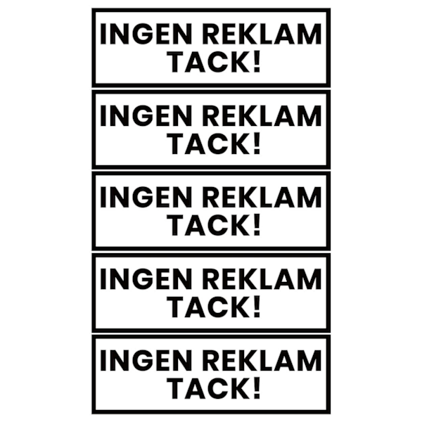 5-pack Ingen Reklam Tack Klistermärke Dekal Vit 3,5x10,5cm vit