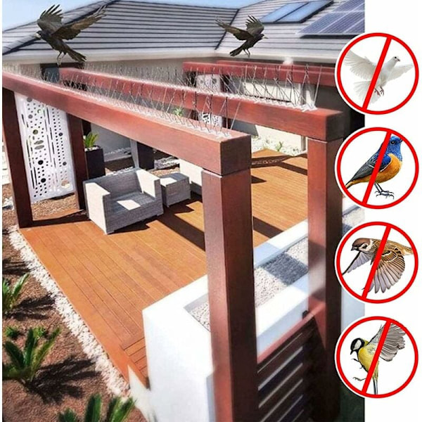 Fågelavvisare i rostfritt stål, optimal lösning för ren plats, väderbeständiga fågelpiggar för utomhusbruk, enkel installation på balkonger, balkar, takkanter,