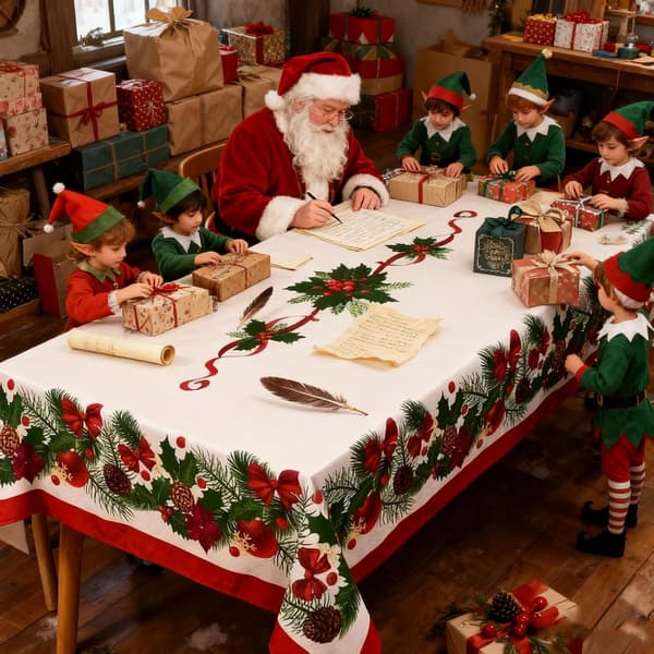 Julduk, röd jul- och vinterbordsdekoration, köksinredning, julpynt, 70x70 cm 70x70cm