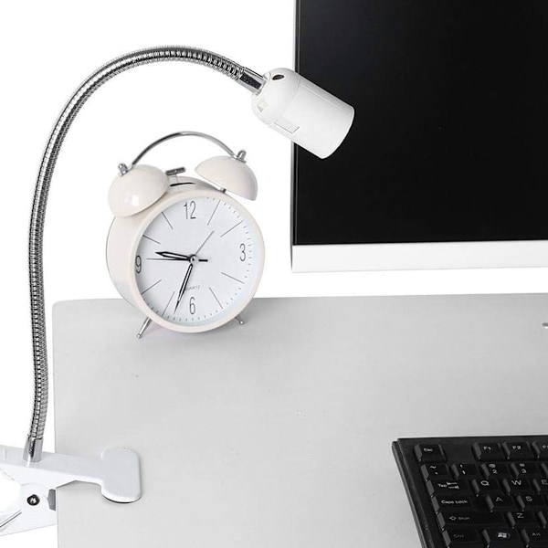 Flexibel Klämlampa med Svanhals, E27-kompatibla LED-lampor under 60W, 360 graders roterbar justerbar metallklämma med strömbrytare för