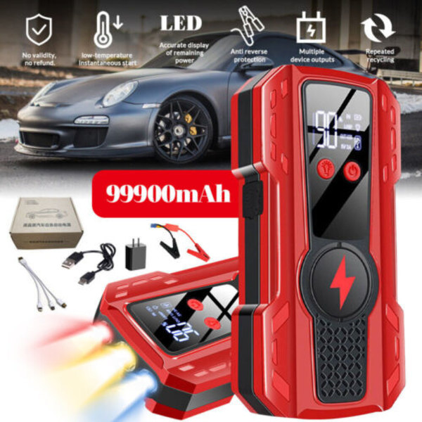 Högkvalitativa Metallklämmor Startbooster, 12V A-Klass Batteripack med Intelligent Säkert Skydd, Omfattande Säkerhetsfunktioner och Dubbla USB-Portar