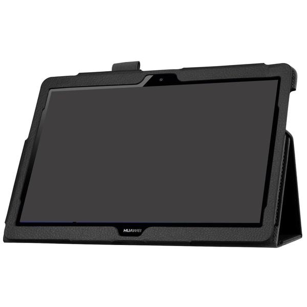 Huawei MediaPad T3 10 - Litchi läderfodral - Svart Black Svart