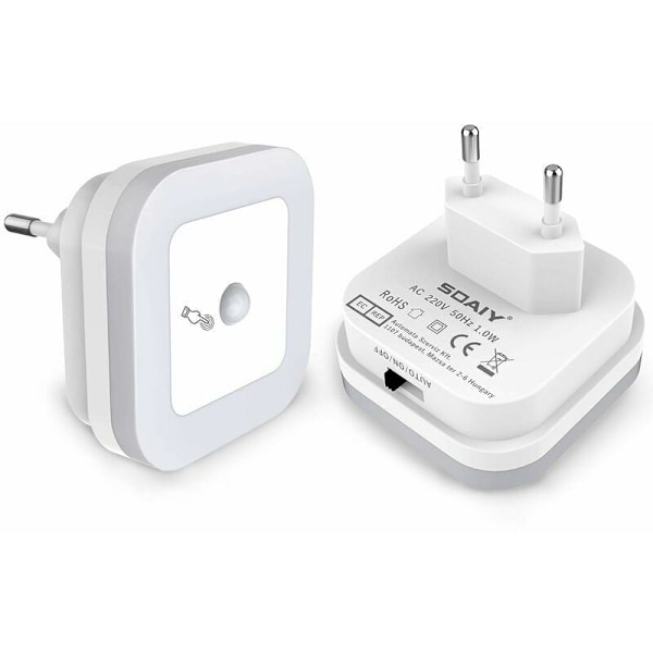 Dimbar Nattlampa med Rörelsesensor, Uggla-läge Plug-in Lampa, Tillräckligt Ljusstark för Mörker utan Glödlampor att Byta, Energieffektiv för Hall,