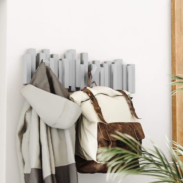 Sticks vægmonteret knagerække med 5 foldbare kroge, grå