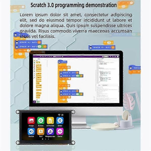 ESP32-S3 LCD-skjerm IPS Kapasitiv Berøring HD 8M PSRAM WIFI Bluetooth Utviklingskort for LVGL, 4,3 Tommer