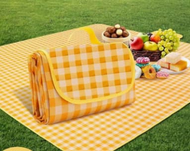 Gulternet bærbar foldbar picnictæppe Yellow 2m*3m