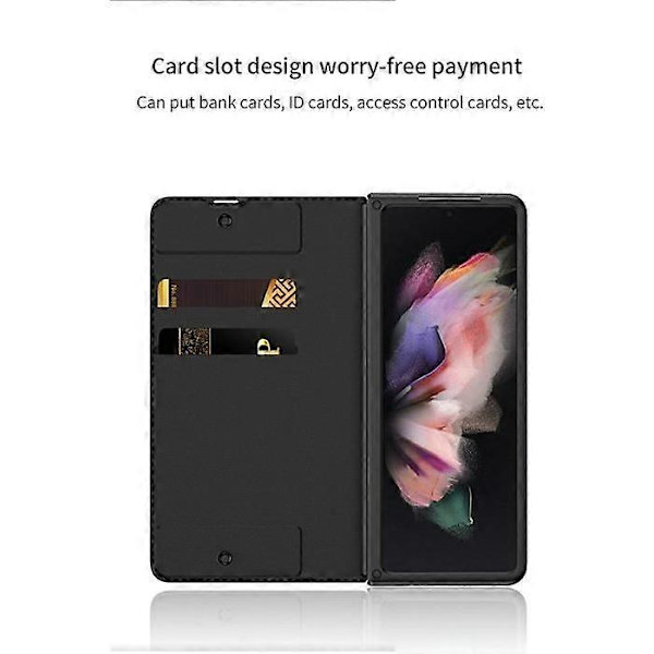 Galaxy Z Fold 2 5G Fodral Läder Fällbar Slim Flip Case Velcro Pen Slot Avtagbar Fällbar Samsung G