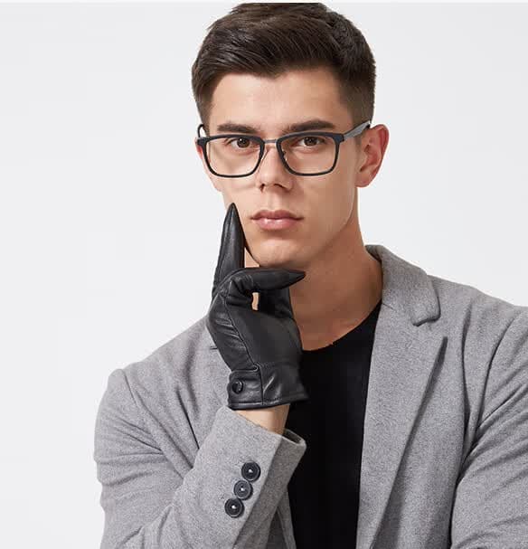 1 par varme sorte touchskærmshandsker til mænd Haining læderhandske