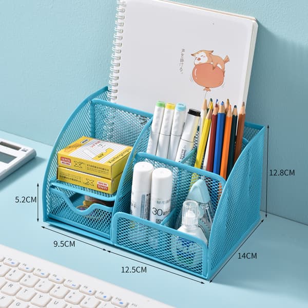 Kontorartikler Caddy Mesh Skrivebordsorganisator Skoleartikler Holder 6
