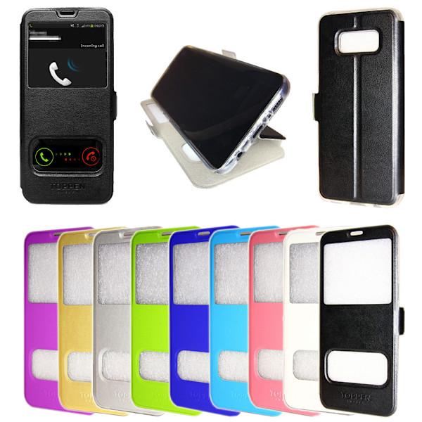 TOPPEN Samsung Galaxy S8+/S8 Plus Flip Dual View Cover Med Magnetlås Grön