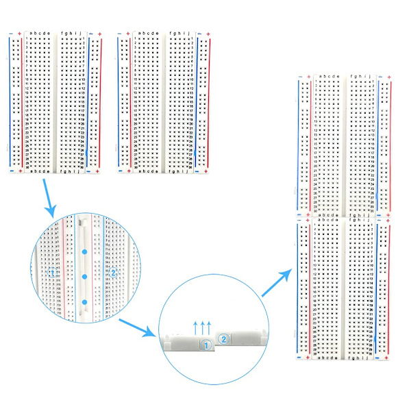 5 stk. Breadboard/Mini Breadboard/Eksperimentkort 400 huller Længde 8,5 cm Bredde 5,5 cm