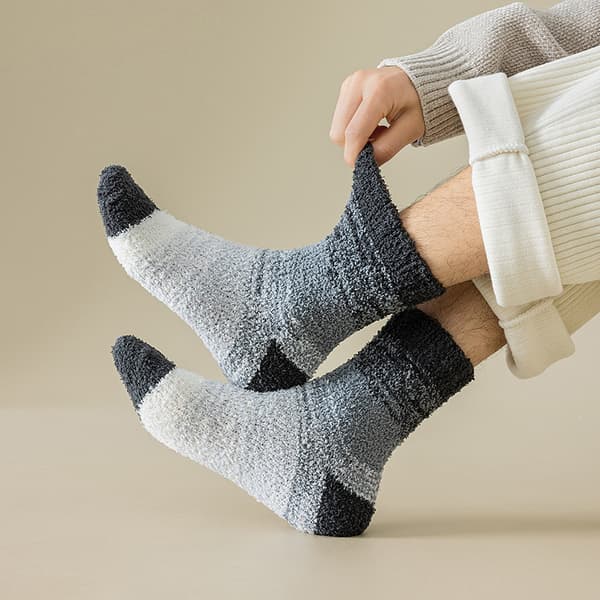 5 par korallfleece-sokker for menn