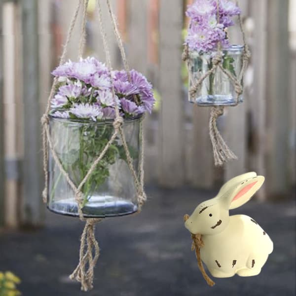 3 sæt kaninpynt, elegante kaninhavefigurer, træ