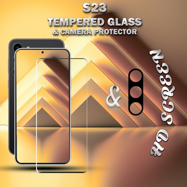 1-Pack Samsung S23 Skärmskydd & 1-Pack linsskydd - Härdat Glas 9H - Super kvalitet 3D
