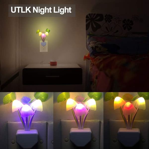 2-pak, plug-in LED-svampenatlampe med skumrings-til-daggry-sensor