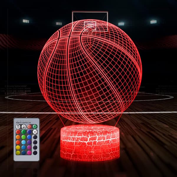3D basketballlys med fjernkontroll og berøringskontroll, multi