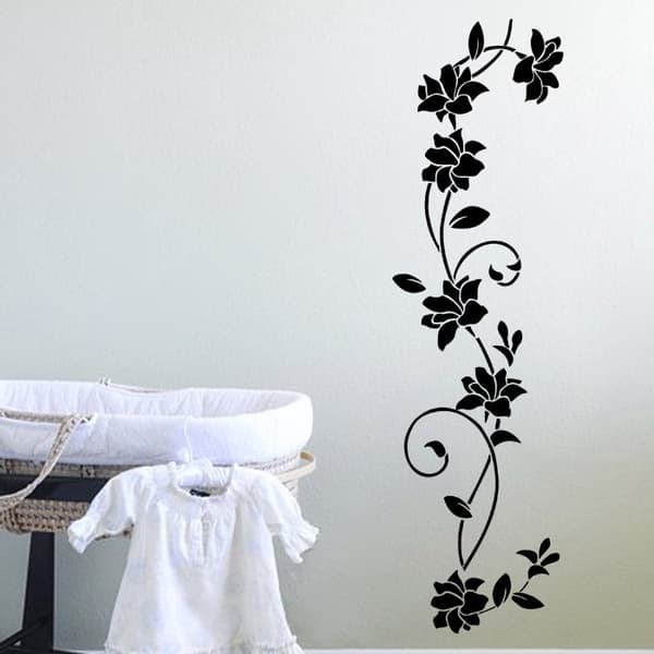 2 Set Väggdekaler 105*30cm Vinranka Svart Design i PVC