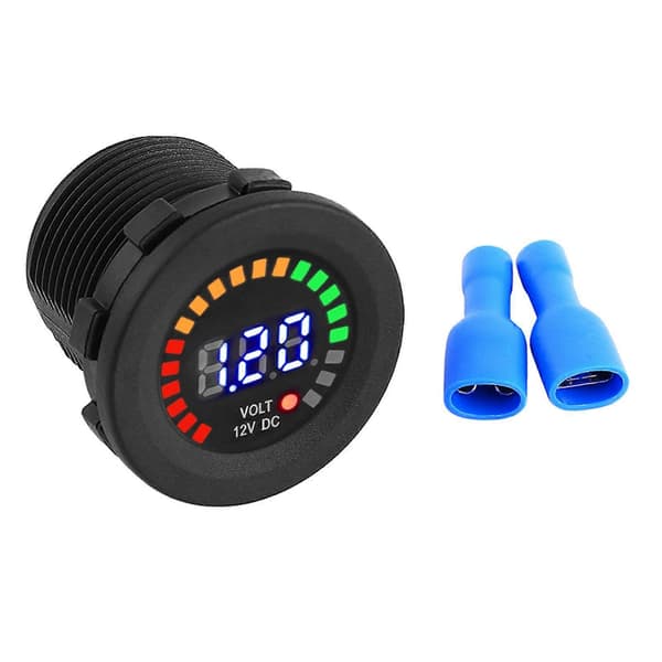 12 V Motorcykel Bil LED Digital Display Voltmeter Vandtæt Spænding Volt Måler Sort Ny