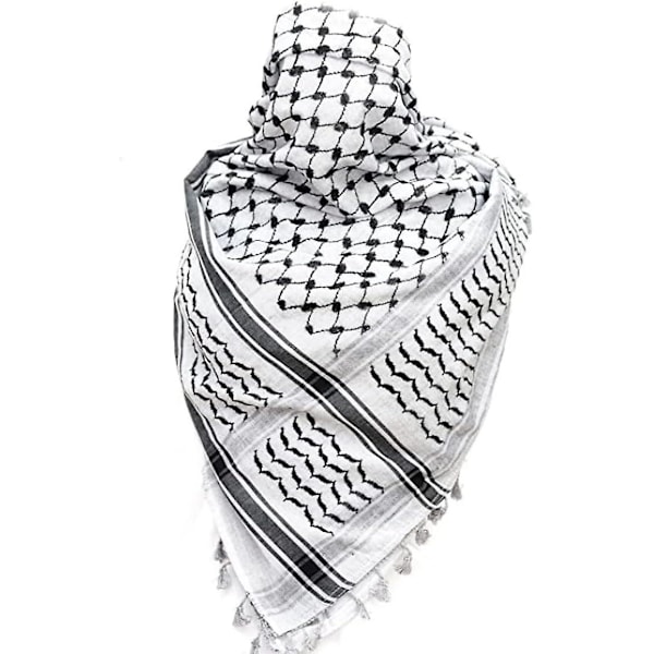 Palestinasjal, Keffiyeh, Arafat Hatta, upphöjd med tofsar, Shemagh Keffiyeh Arab hundtandsmönster 100%