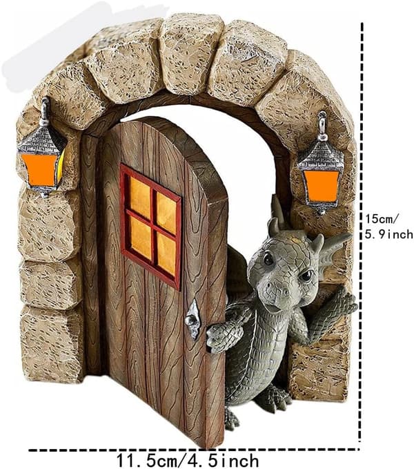 Charmig innergårdsdragonskulptur, hartsdrakestatue, heminredning