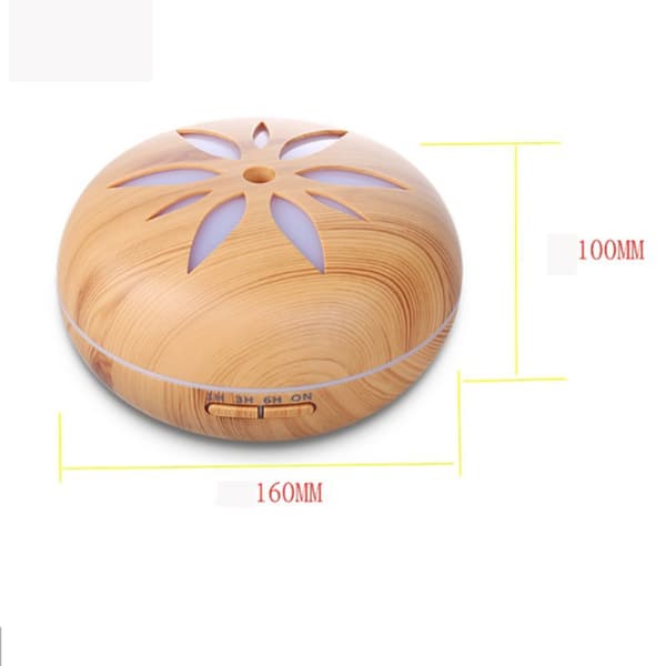 Aroma Diffuser, 550ML Luftfukter Ultralydforstøver, Romfukter Aromaterapi Oljer Duftlampe med 7 Farger LED Lyst Tre