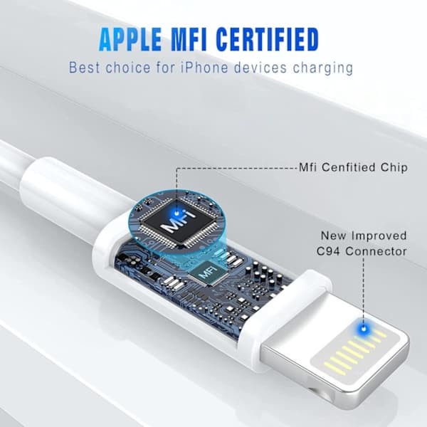 iPhone Laddningskabel 3-pack 2M MFi-certifierad Lightning-kabel Kompatibel med iPhone 11-14 XS XR X Pro Max Mini 8 7 6S Plus