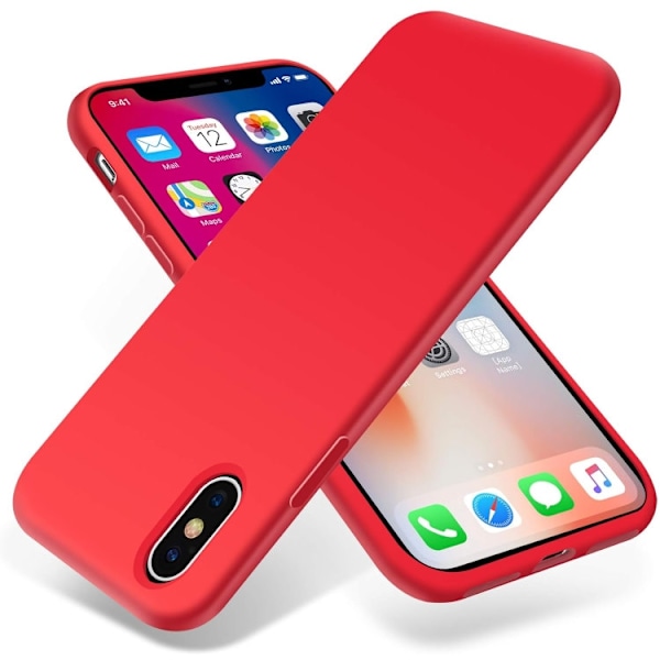iPhone X/XS - Gummibelagt Stöttåligt Silikon Skal Röd Red iPhone X/XS