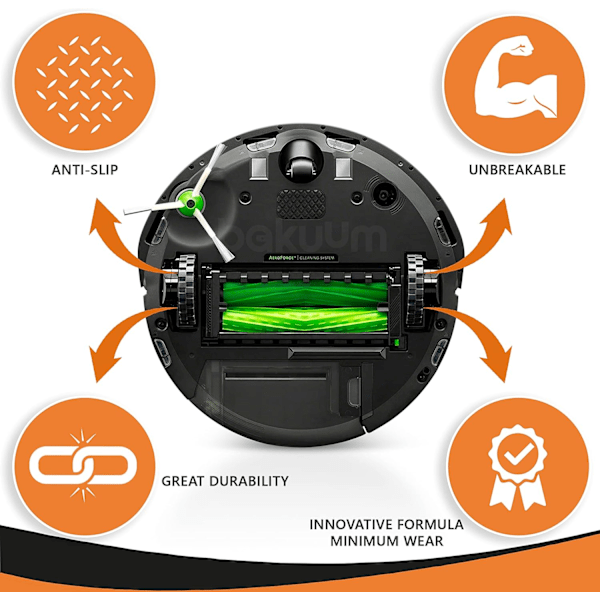 Ersättningsdäck för Roomba, effektivt halkskydd för säker navigering, enkel montering säkerställer problemfritt underhåll för alla Roomba-modeller (2-pack)