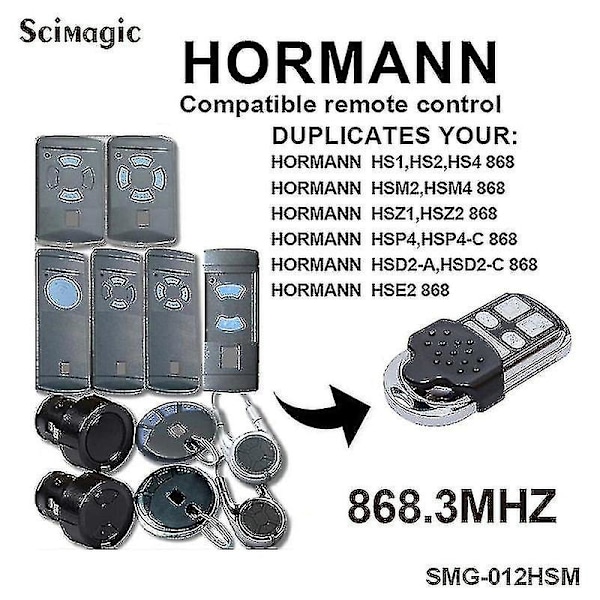 Klon Hormann 868 Hsm2 Hsm4 Hs1 Hs2 Hs4 Hse2 Hse4 Fjärrkontroll Garageportöppnare Hormann 868 Mhz Grindnyckelring För Garaget(style1) [DB]