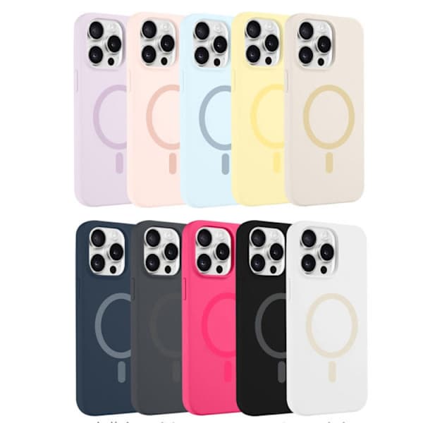 iPhone 16 Pro Max Pure Color Flydende Silikone MagSafe Cover Cremegul Vit
