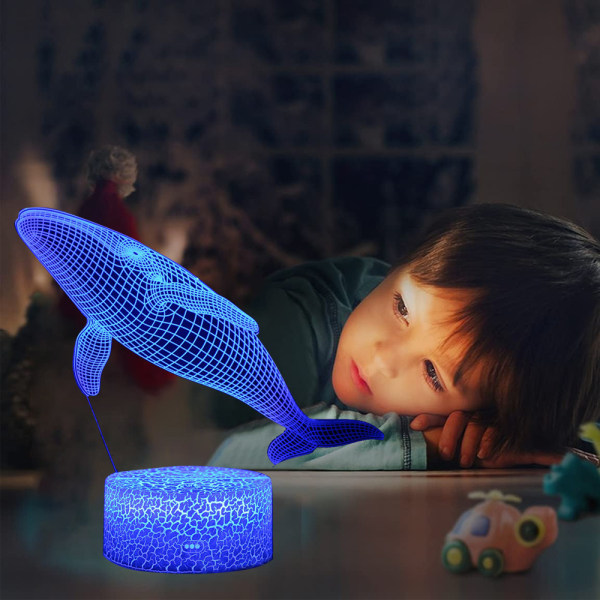 Whale-serien 3D skrivbordslampa, LED färgglad touch fjärrkontroll