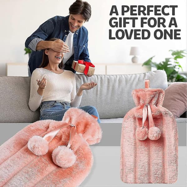 2l Varmtvannsflaske Fuskepels (rosa)