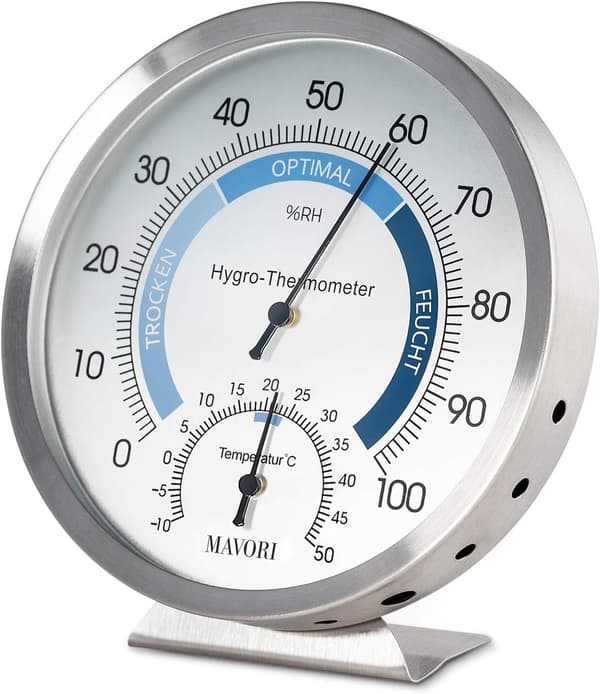Indendørs analog hygrometertermometer - Hygrometer i rustfrit stål