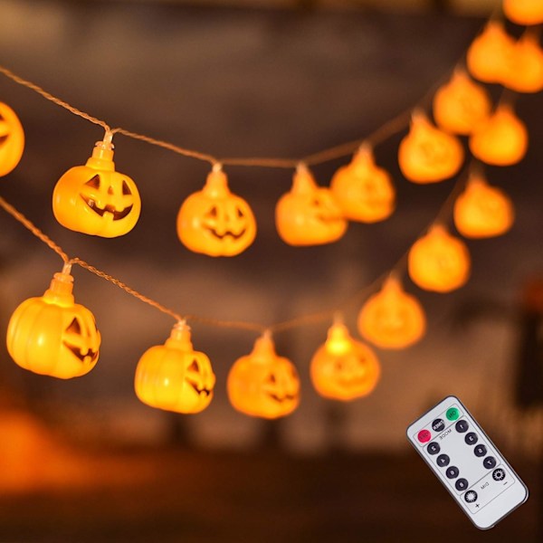 Utomhusdekorationer för Halloween, Cool Design Batteridrivna Lättanvända Vattentäta Pumpa Ljusslingor Med Energisparande Timer Och 8 Lägen
