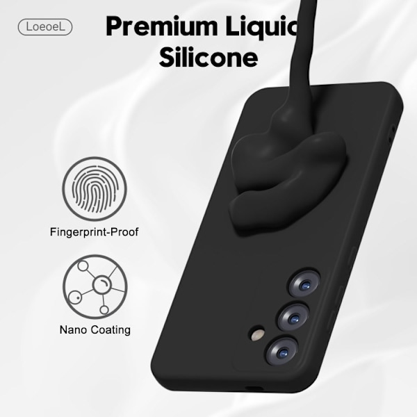 Samsung S24 - Gummibelagd Mattsvart Skal Kameraskydd Liquid Svart Black