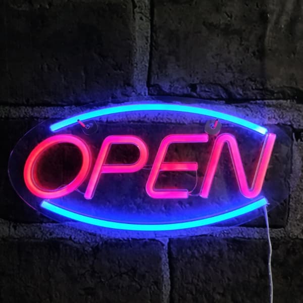 USB OPEN -neonkyltti, LED-neonvalot, seinäkoriste, romanttinen