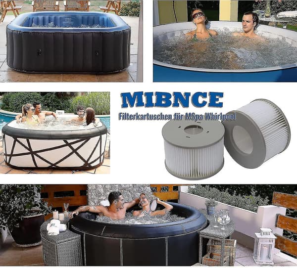 Pakke med 8 udskiftningsfilterpatroner til MSpa Spa oppustelig pool, Jacuzzi poolfiltre