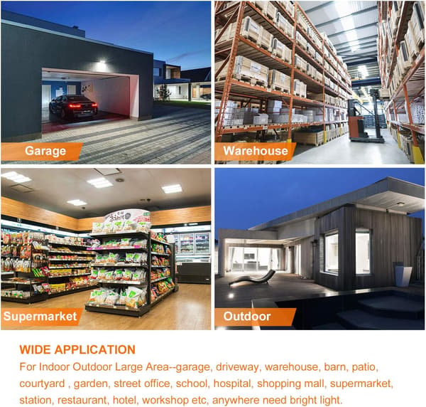 LED Garagelys, 60W E27 6500K 6000Lm Værkstedslampe, LED Loft
