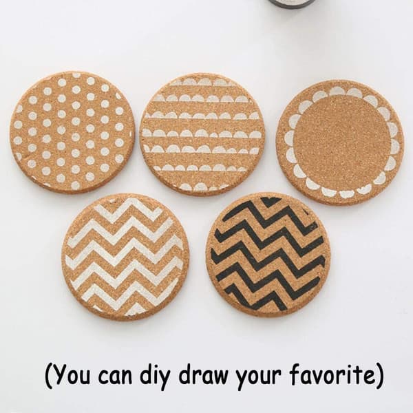 Runde Retro Coasters Sæt med 10 stk. Coasters Træ Kork Coasters 10 cm Coasters Velegnet til Hjem Restaurant Kontor